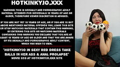 Hotkinkyjo in sexy red dress take balls in her ass &amp_ anal prolapse Thumb