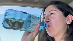 Washing my windshield with her Pee Thumb