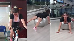 Hot Teen with Big Tits and Perfect Ass in the Gym warming up for Sex in Doggy. Huge Cum on Asshole Thumb