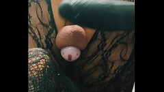 SissySimoneGrace slapping balls in Chasity with BBC Dildo Thumb