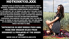 Hotkinkyjo in sexy dress fuck anal huge red dragon dildo from mrhankey &amp_ prolapse at the green f Thumb