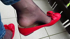 Red Andres Machado ballet flats, balcony shoeplay by Isabelle-Sandrine Thumb