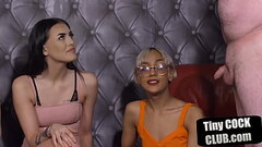 Dirty talking horny teens laugh at his small white dick Thumb