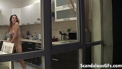 Watching my neighbour'_s naked sexy girlfriend goofing around in the kitchen Thumb