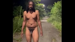 Chubby Naked Walk at Night. Risky and Caught Thumb